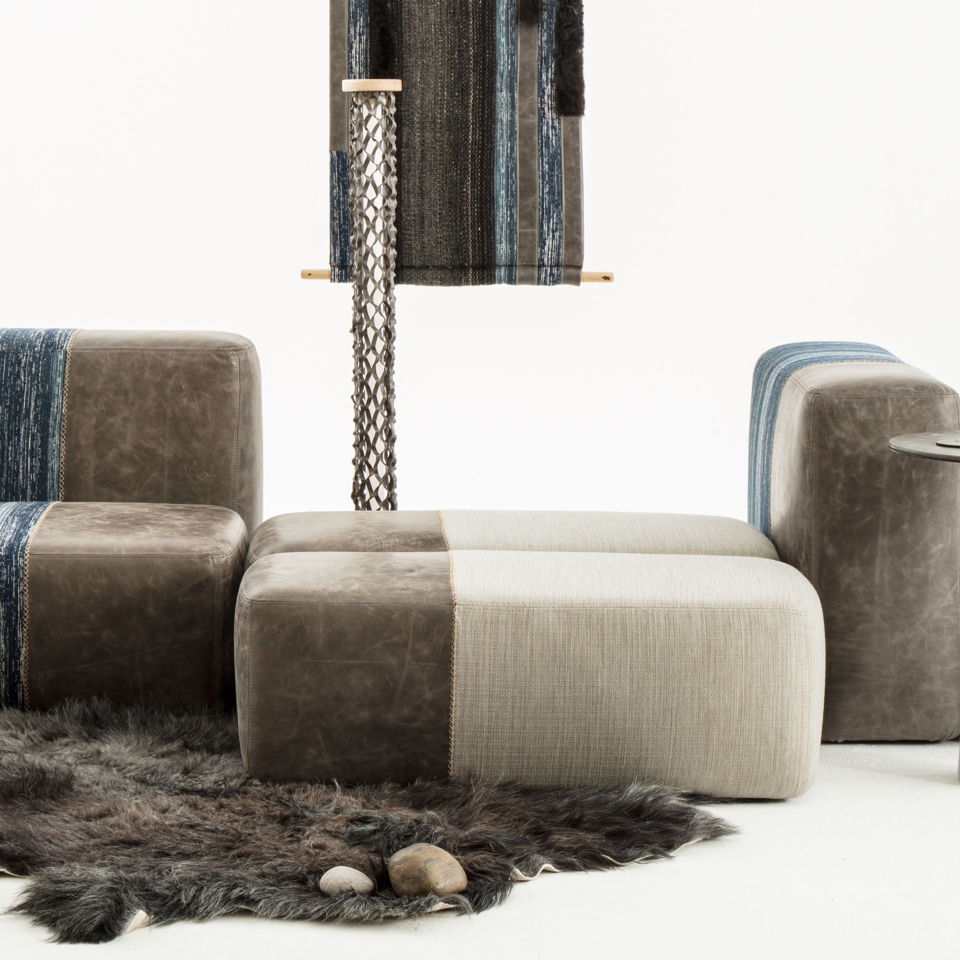 KVN Design Nomad Langchan Cubes in Yak Leather can Sunbrella Fabric