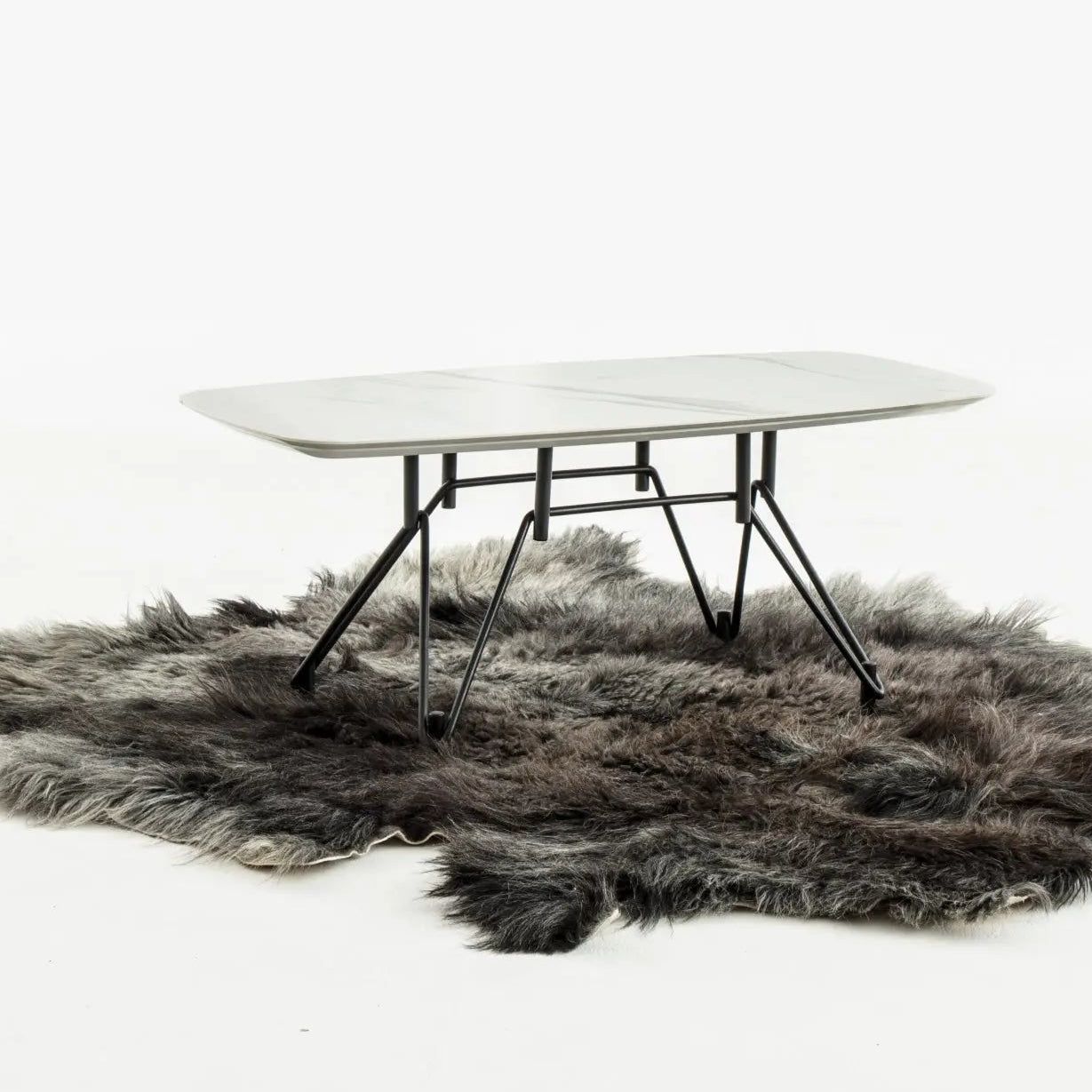 Nomad Camp Tea Table - sintered stone top - Rectangle 1100x500 / Black / Shaloran