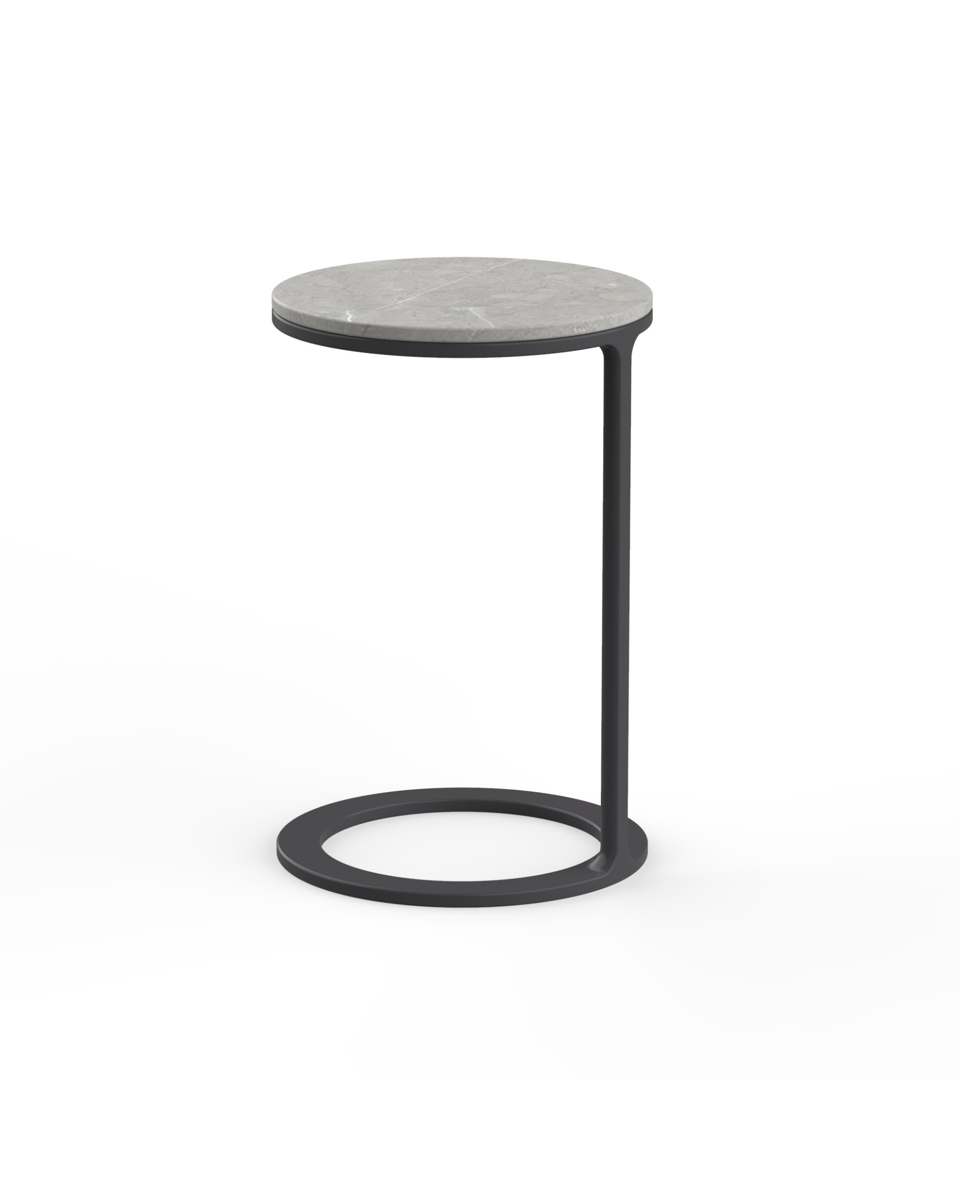 Rectangular Matsu Prestige side table with powder-coated steel frame and black sintered stone tabletop
