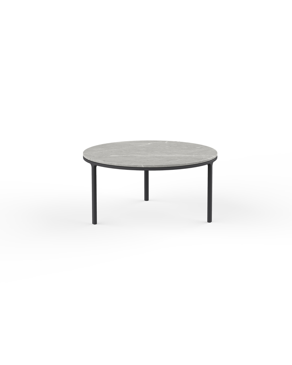 Rectangular Matsu Prestige side table with powder-coated steel frame and black sintered stone tabletop