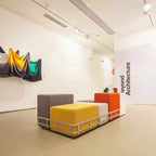 KVN Design Furniture Singlax Modular Sofa with cushion cubes and chrom metal frame