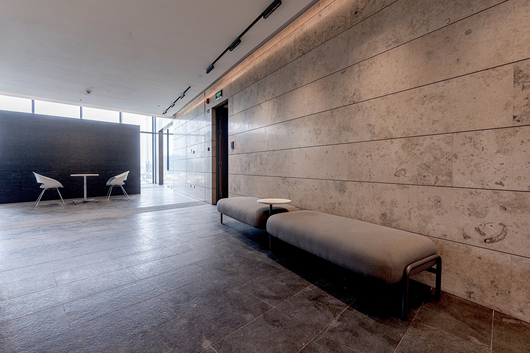 Nomad Mesh by KVN x Matsu Sofa for Lounge areas with a small table in a lounge