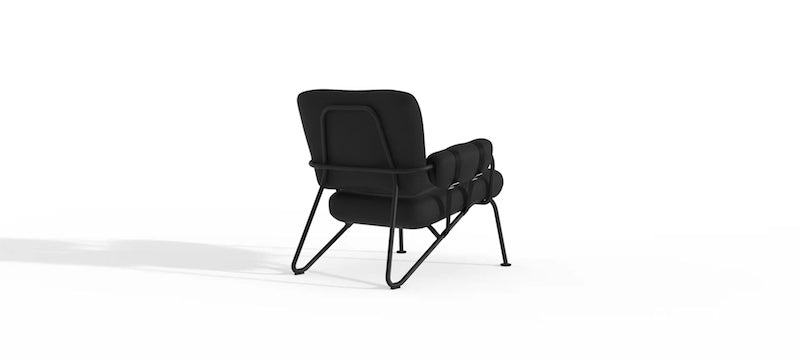 Link Lounge Chair - Stylish Upholstered Design with Braided Straps and Powder-Coated Legs