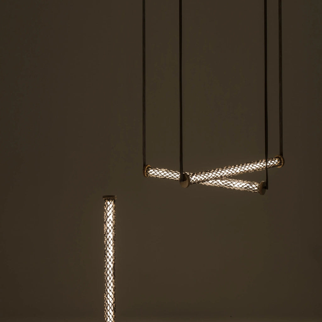 Nomad Mesh Lampe aus Yak-Leder – handgefertigte Designleuchte, stehend & hängend