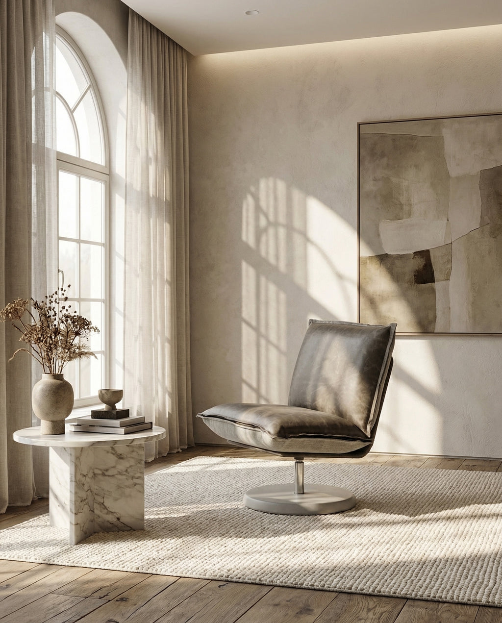 Nomad Skin Matsu Lounge Chair in YAK Leather Turning 360